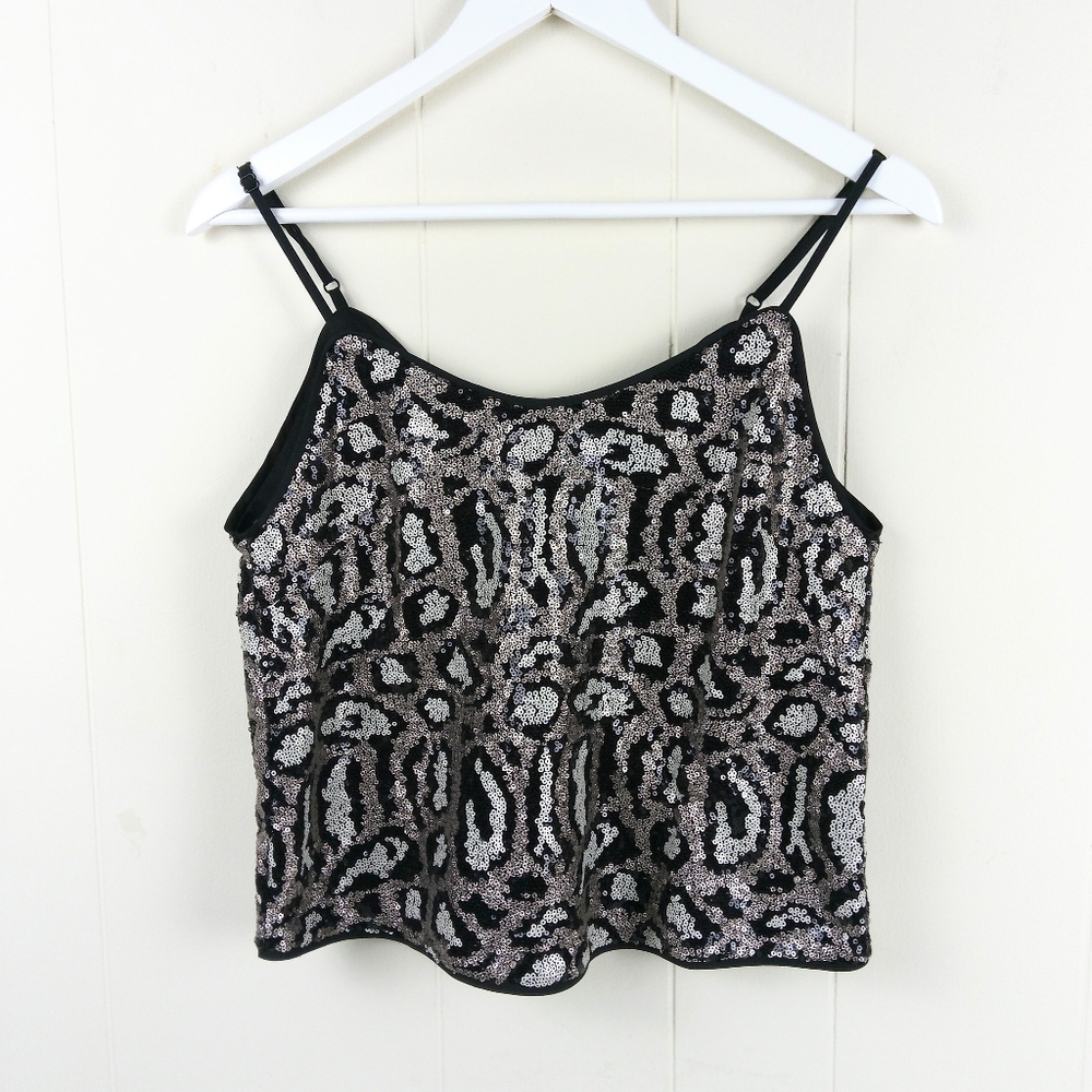 Sequin Leopard Print Cami Top Size S New